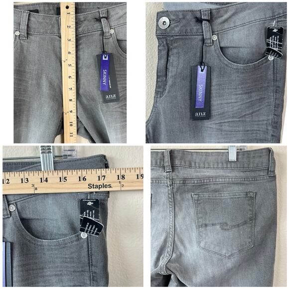 NWT a.n.a Low Rise Skinny Fit Through Hip And Thigh Gray Stretch Jeans 31/12 - Picture 6 of 12